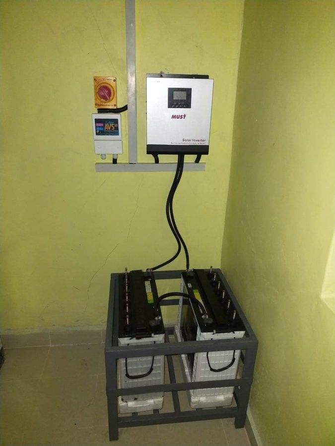Compact home inverter and battery bank installation